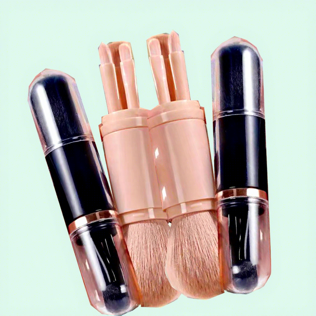 Portable Four-in-One Telescopic Eye Shadow Brush-Eco-Friendly Water Resistant Skin-Friendly Quick Makeup Multifunctional Makeup