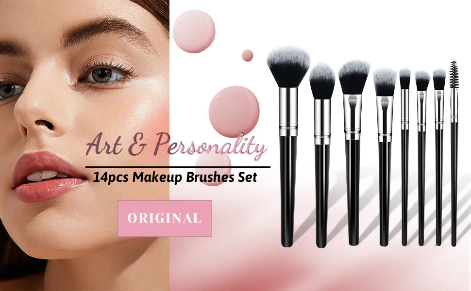 Makeup Brush Set, Premium Synthetic 14 PCS
