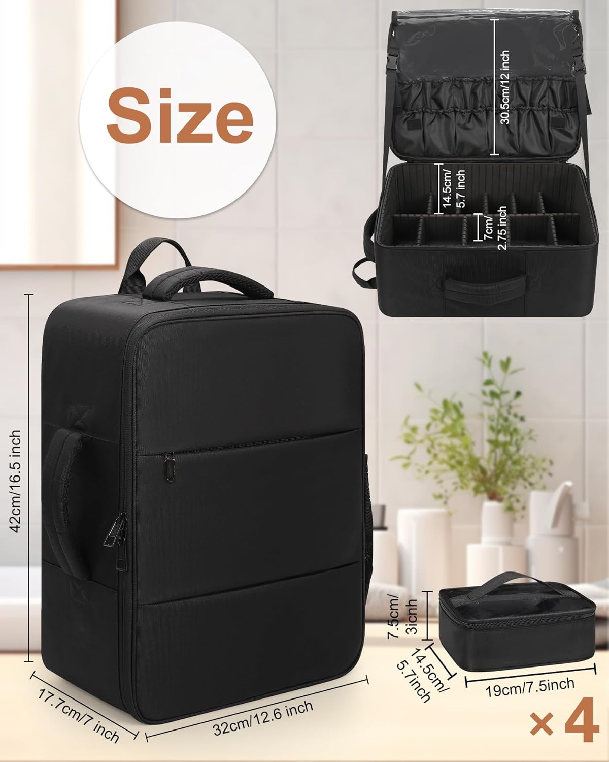 Dust-proof Bag Professional Makeup Artist Kit Set Bag Brush Storage Organizer Box with Dividers for Cosmetic Hair Tools Barber