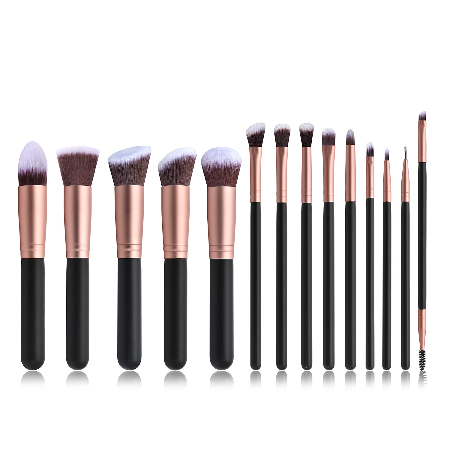 High Quality 14pcs Synthetic Hair Wood Handle Pink Make up Brushes Custom Private Label Makeup Brush Set