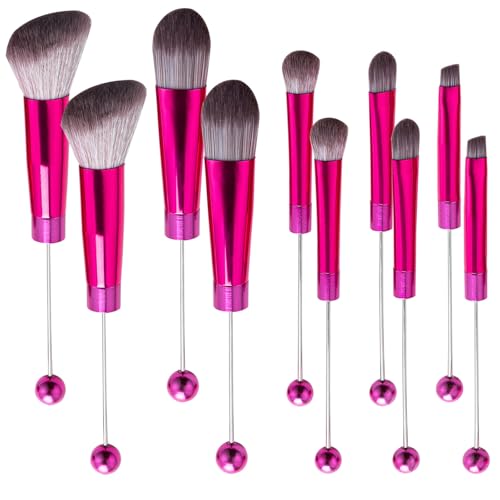 10-Piece Beadable Eye Makeup Brush Kit with Metal Handle and Nylon Bristles