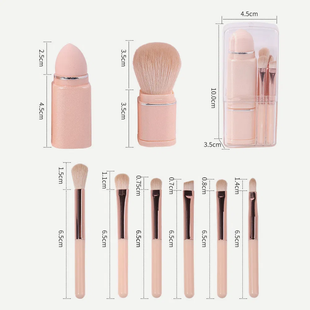 Professional Plastic Handle Cosmetic Brushes Set Wholesale 7PCS Private Label Mini Makeup Beauty Brush