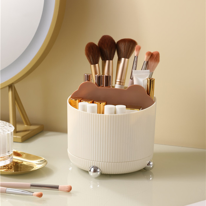 Plastic Makeup Brush Organizer Tray for Professionals Full Set 360&deg; Rotate Makeup Brush Holder Organizer Makeup Box