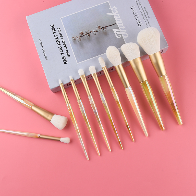 Fiber Makeup Brush 10-Piece Set/Professional Synthetic Bristle Portable Cosmetic Tool Kit