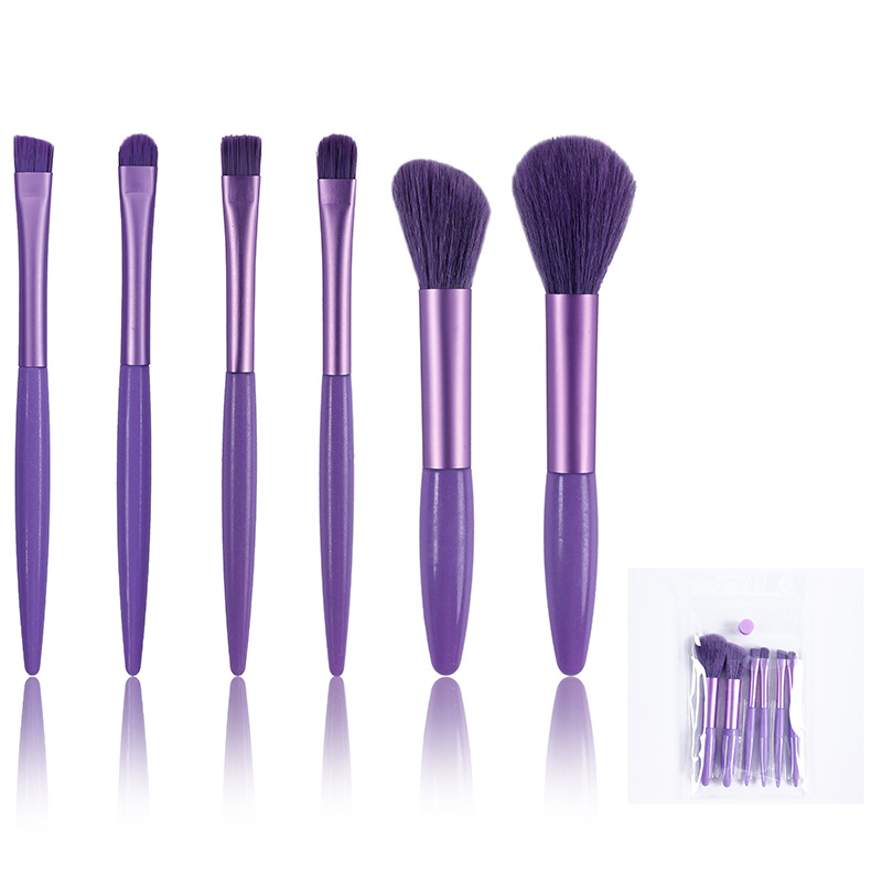 6-Piece Durable Soft Bristle Makeup Brush Set with Lip Liner Eyebrow Pencil for Face &amp; Eyeshadow/Blush Portable Full Kit