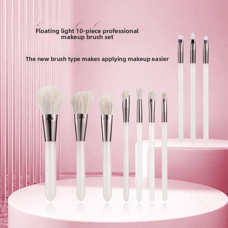 Face Luxury Cosmetic Brush Set Synthetic Fiber Blending Vegan Powder Foundation Contour Beauty Tools Makeup Brush Set 10 Piece