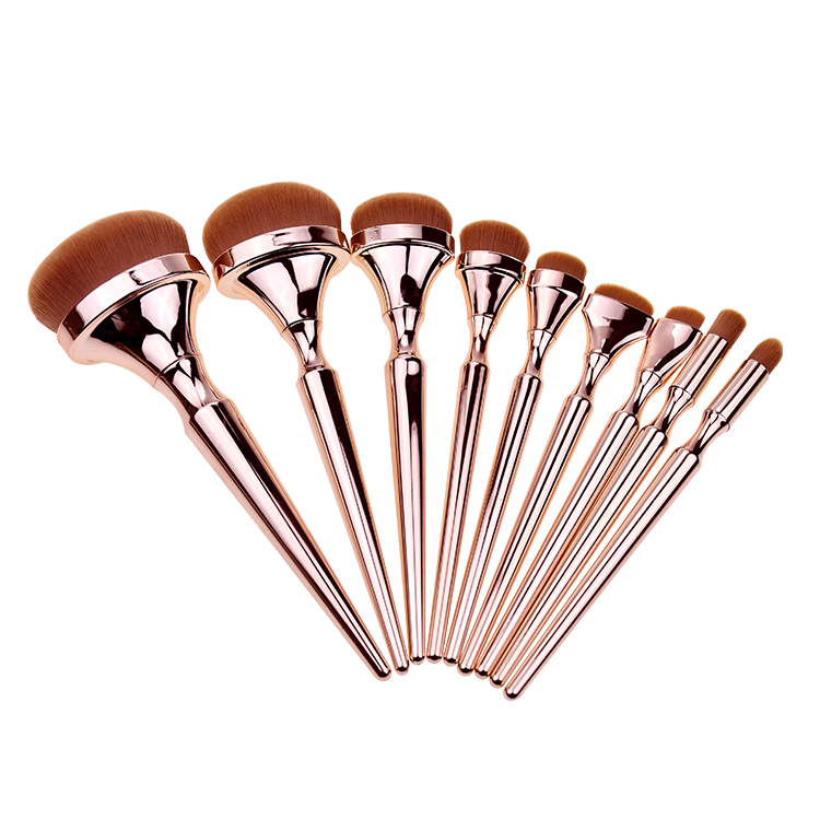 Most Popular in Professional Makeup Brush Set 9pcs Luxury Slim Waist Foundation Contour Rose Gold Makeup Brush Set