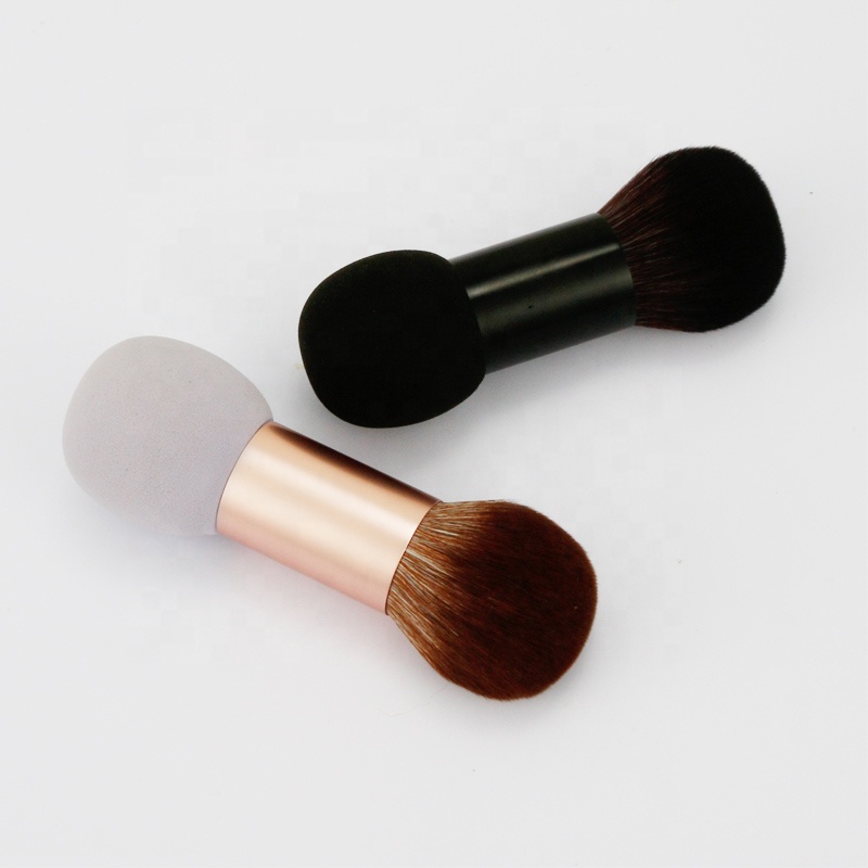 2 in 1 Dual End Double Head Blending Blush Brush Kit Makeup Powder Puff