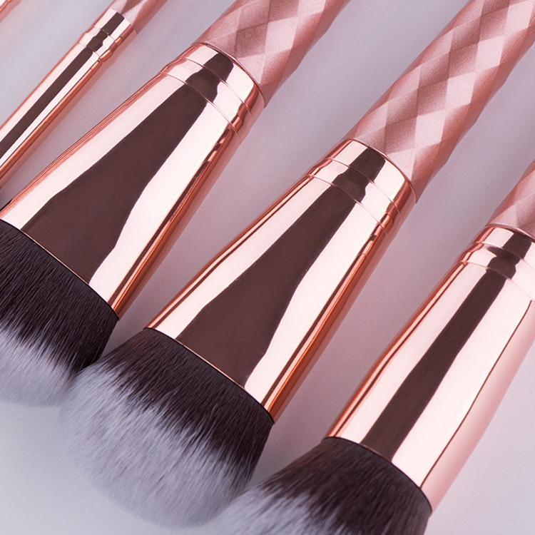 Wholesale OEM Cosmetic Brush Custom Diamond Rose Gold Makeup Brush Set Private Label Professional