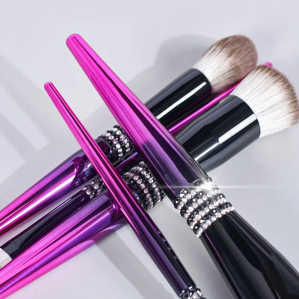 Gradual Changing Violet Makeup Brush Set Luxury Soft Hairbrush Jewelled High Quality Glitter OEM Cosmetic Brush Set