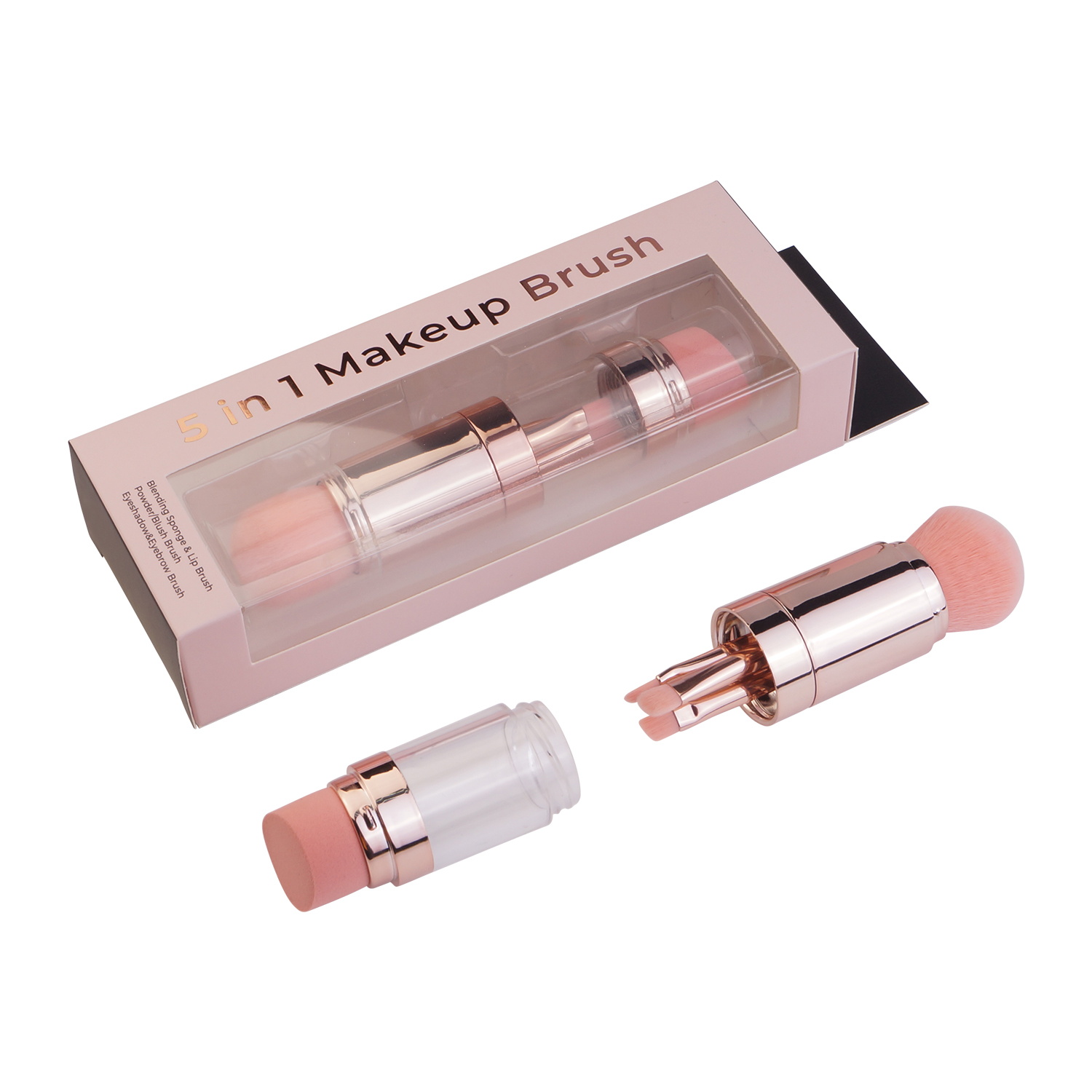 Hot Sale 5 in 1 Makeup Brushes Set Travel Portable Makeup Brush Set for Foundation Blush Eyeshadow Lipstick Eyebrow