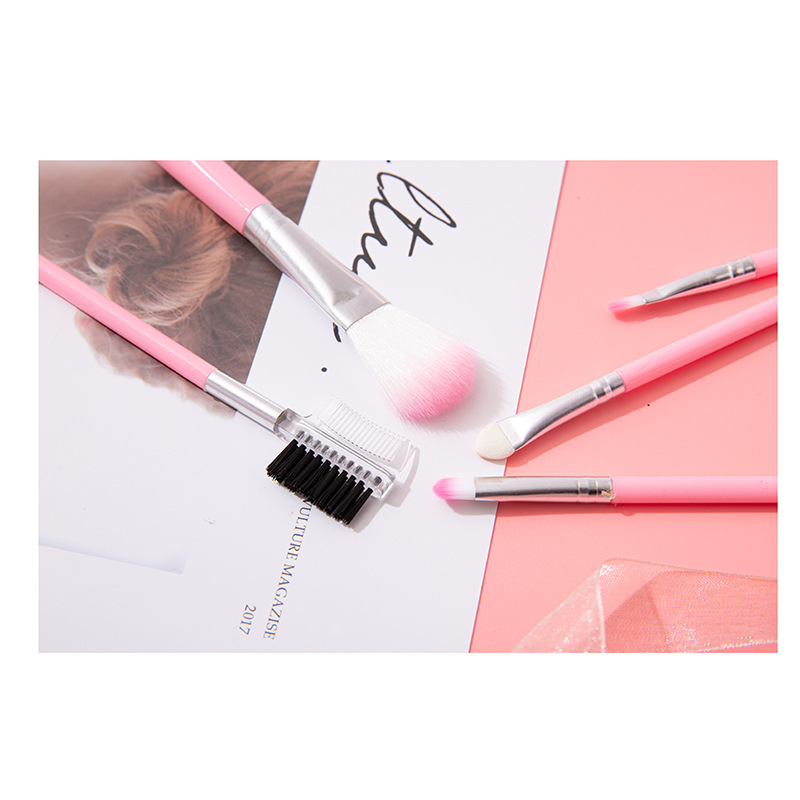5pcs/set Professional Pink Makeup Brushes Set Smudge Eyeshadow Eyeliner Eyebrow Brush Lip Make up Brush Kit
