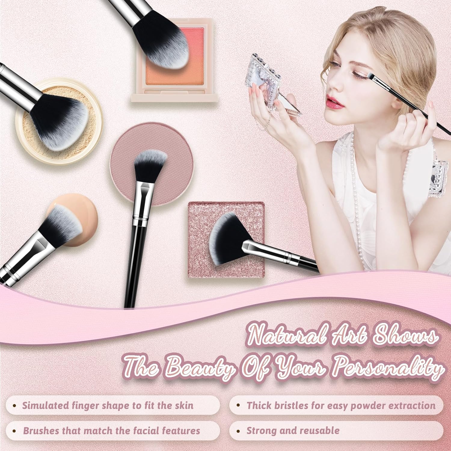 Premium Synthetic Face Makeup Brush Set 14-Piece Travel Set for Foundation Concealer Blush &amp; Eyeshadow (Black)