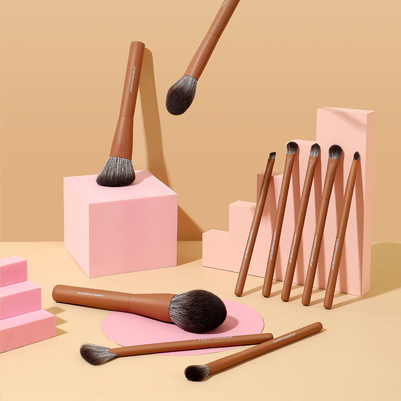 Wholesale Premium Brown Brush Set Vegan Best Quality Cosmetic Professional Luxury Custom Private Label Make up Brushes