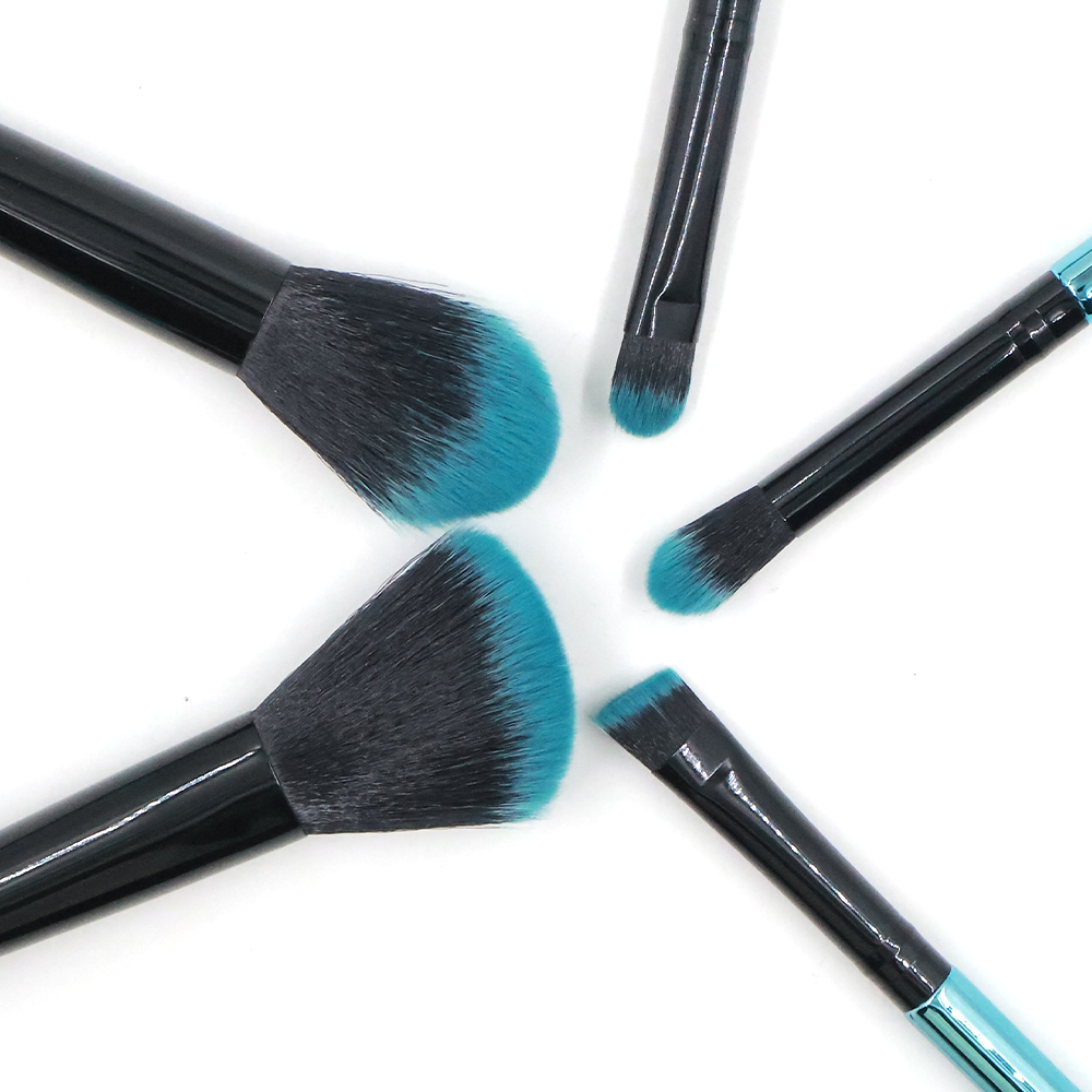 MD Professional Cosmetic Brushes Set 5pcs Soft Synthetic Blue Makeup Brush for Face Eyeshadow Eyeliner Eyebrow Blending