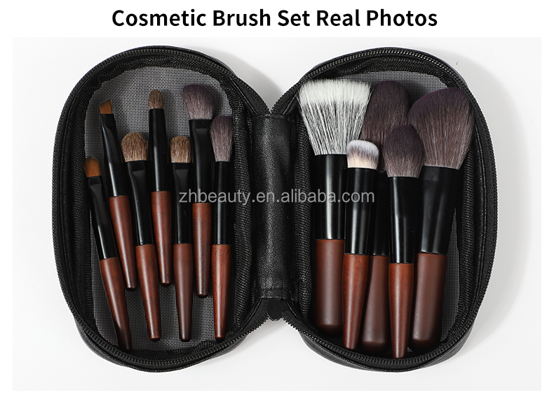 Goat Hair Wholesale Natural Hair Luxury Makeup With Logo Mini Travel Luxury Professional Makeup Brush Set With Custom Logo