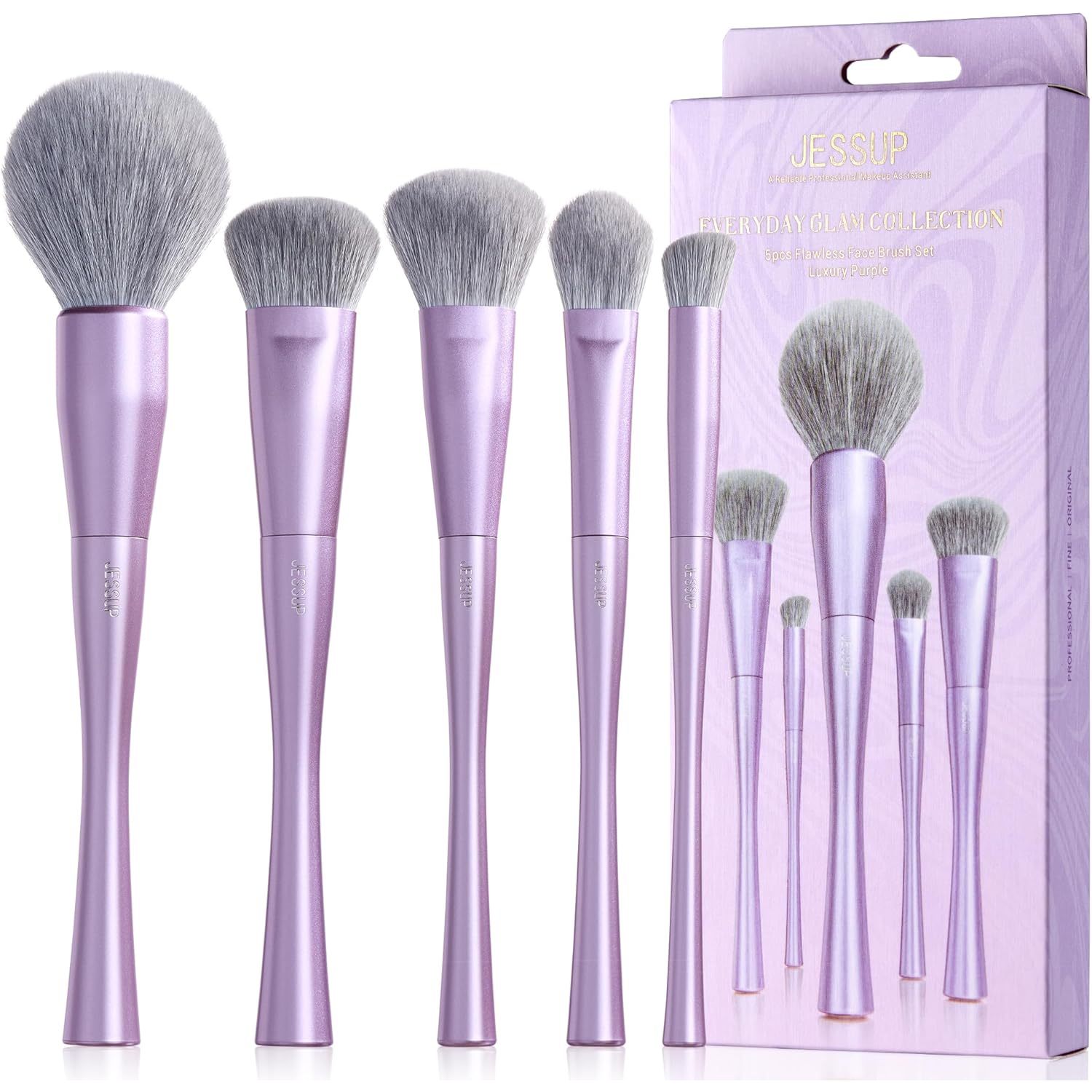 Jessup Makeup Brushes Face Set - 5 Premium Synthetic Brushes