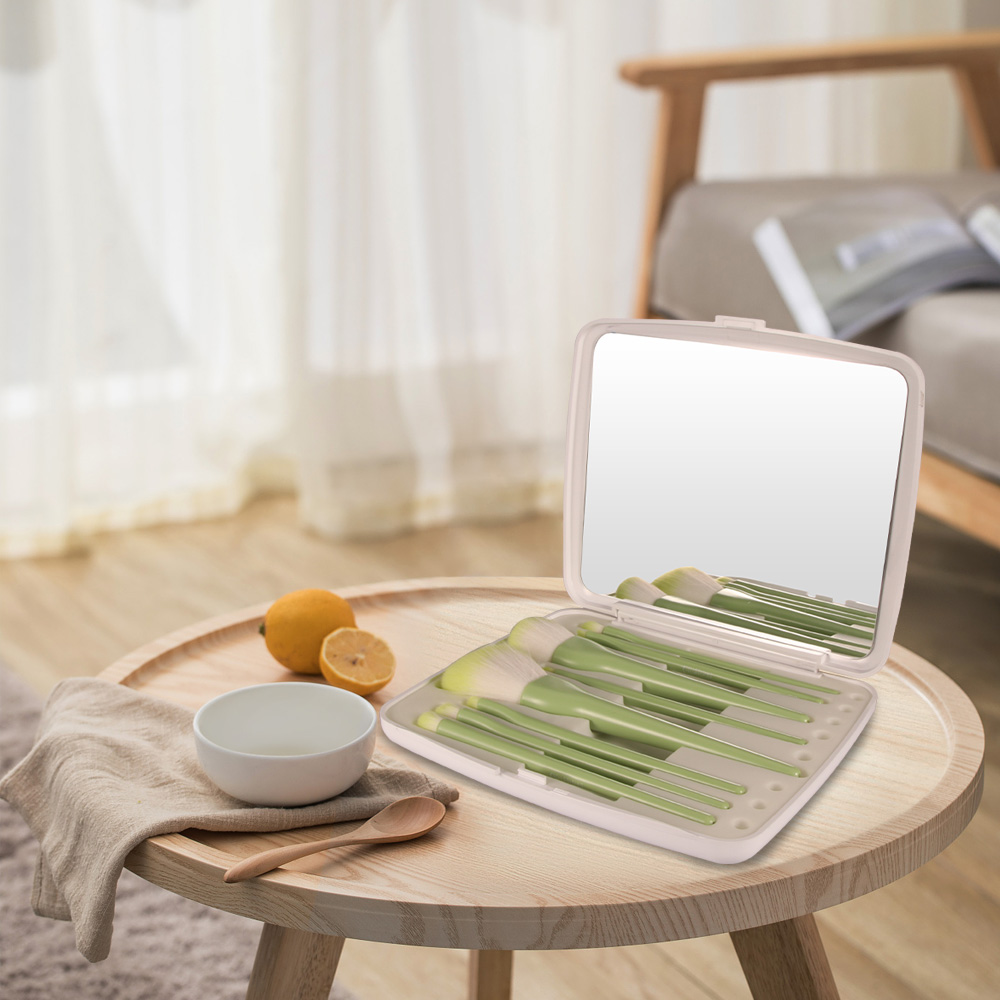 Makeup Brush Set with Mirror Case 8