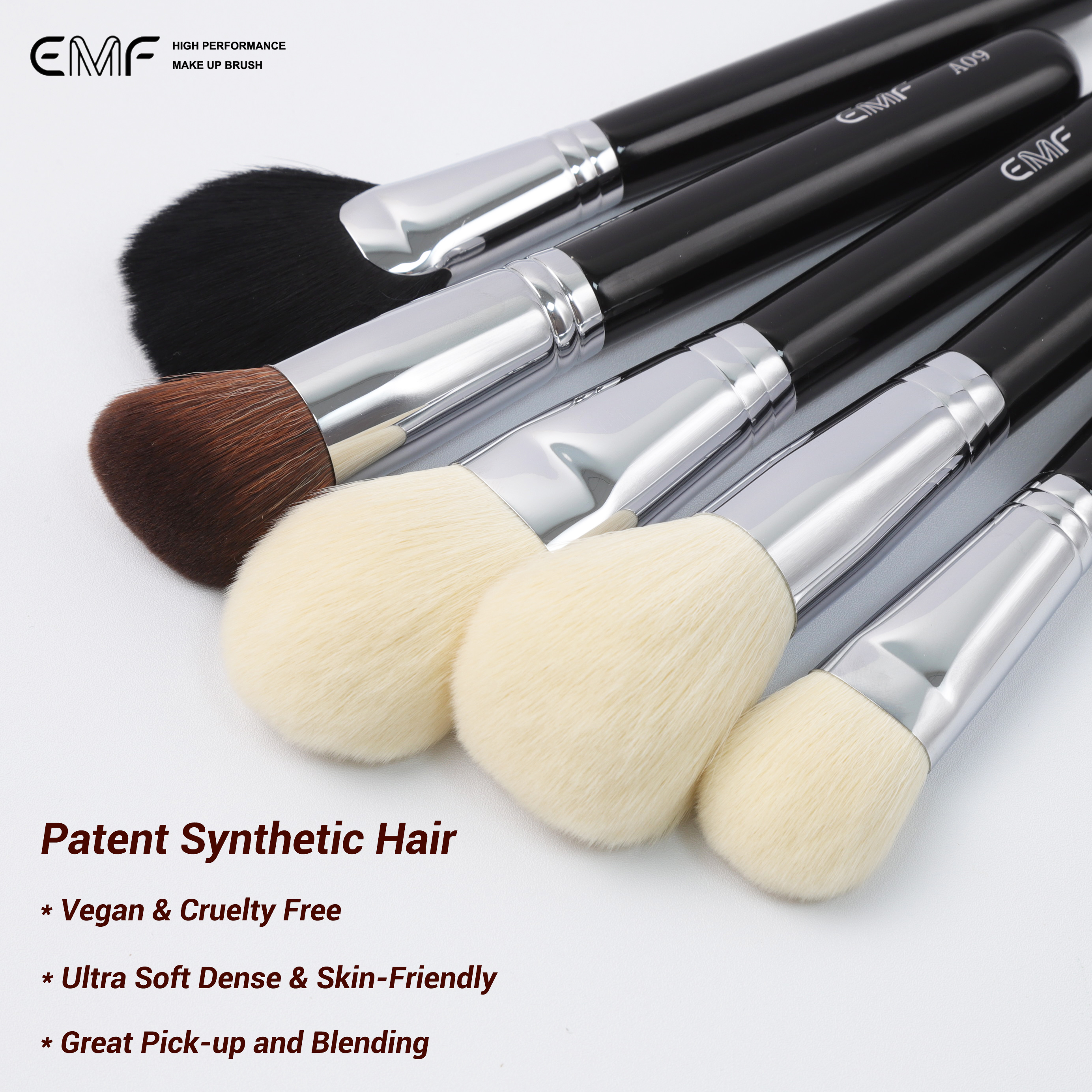 EMF Professional Makeup Brush Set 14pcs Copper Tube High Quality Makeup Brushes Vegan Luxury Customized Makeup Makeup Brush Set