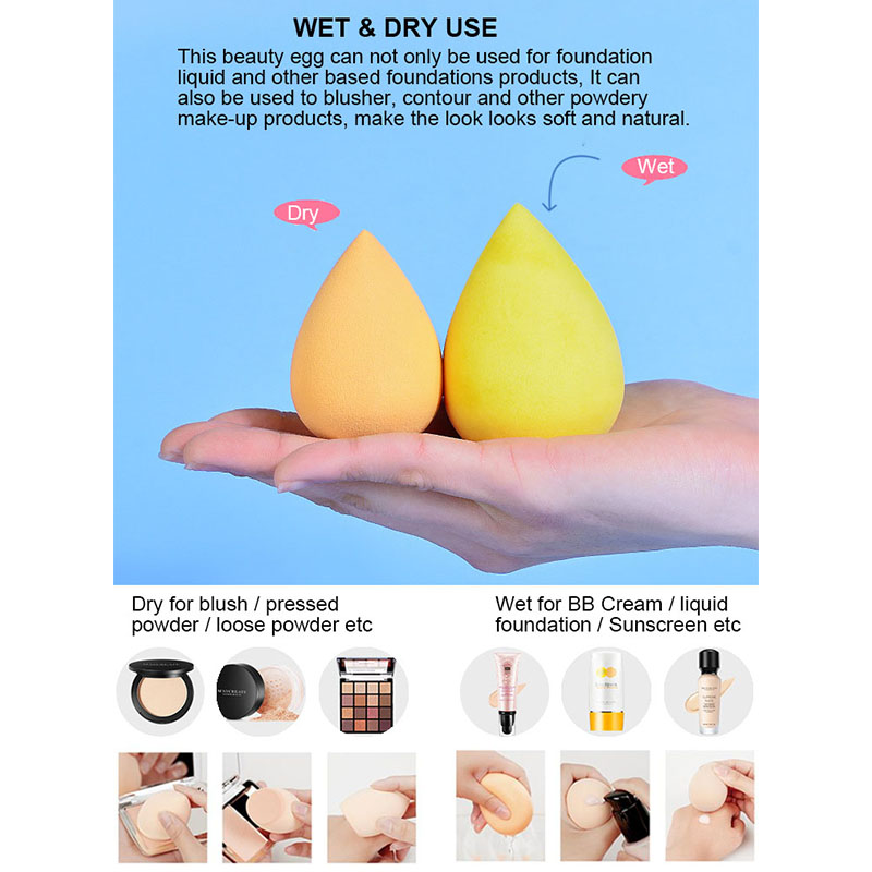 High Quality Washable Reusable Super Soft Makeup Sponge Set Colorful Foundation Blender Waterdrop Face Beauty Cosmetic Egg Puffs