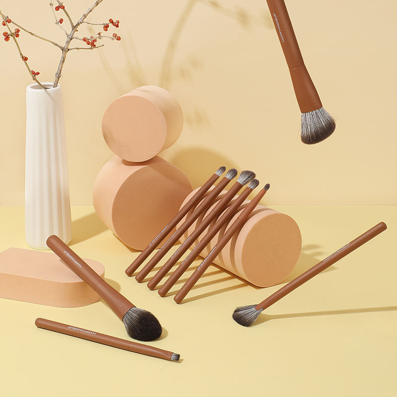 Wholesale Premium Brown Brush Set Vegan Best Quality Cosmetic Professional Luxury Custom Private Label Make up Brushes
