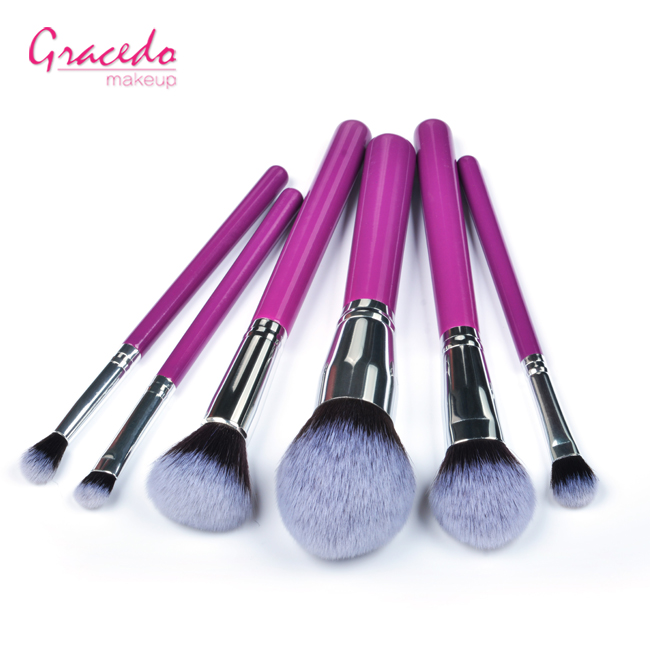 Luxury Professional Purple Foundation Concealer Face Cosmetic Brush Kit 6pcs Wood Soft Synthetic Fiber High Quality