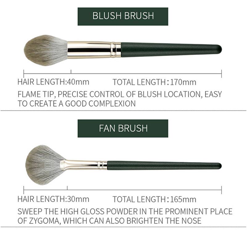 Private Label 14pcs Green Wooden Handle Cosmetic Makeup Brush Kits Natural Hair Vegan Makeup Brushes Set