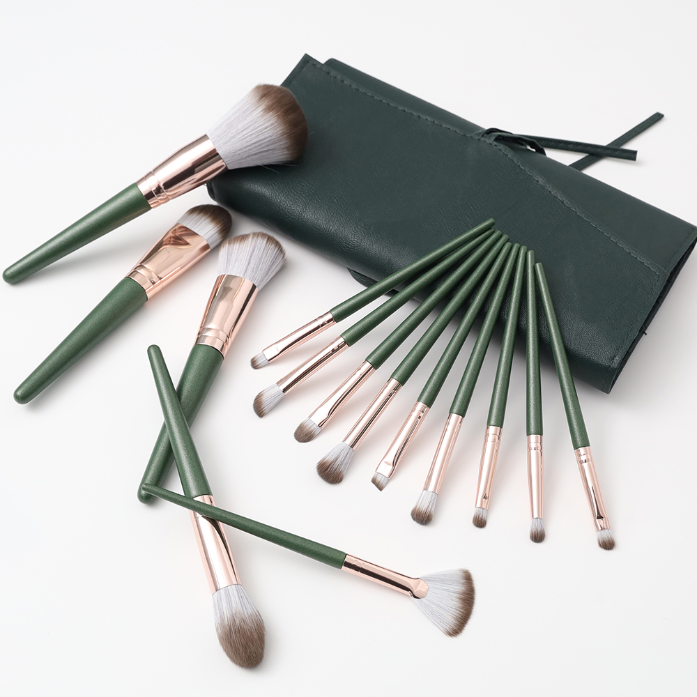 14Pcs Synthetic Hair Aluminum Wooden Tube Private Label Travel Makeup Brush Kit Professional Luxury Brush Makeup Set