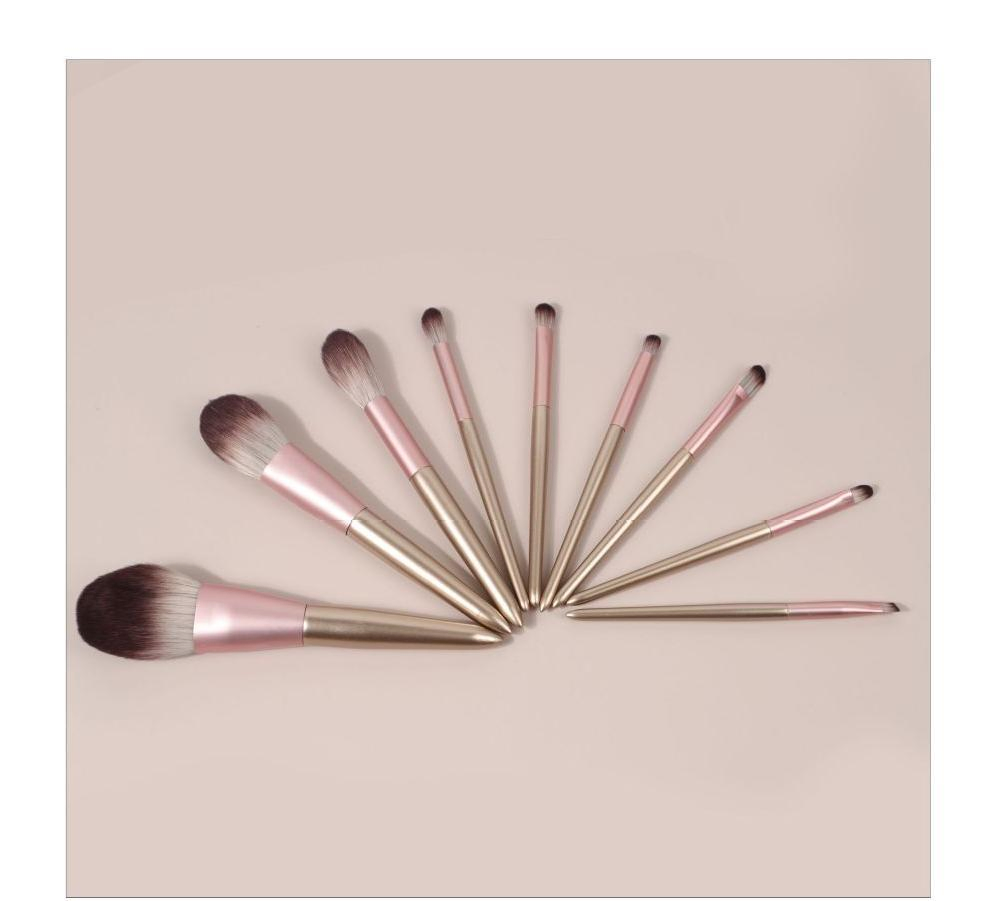 Beautichen 9PCS Taupe Little Pudding Makeup Brush Set - Violet &amp; Poppy Beginner-Friendly Full Kit, Plush Eyeshadow/Contour/Blush Brushes