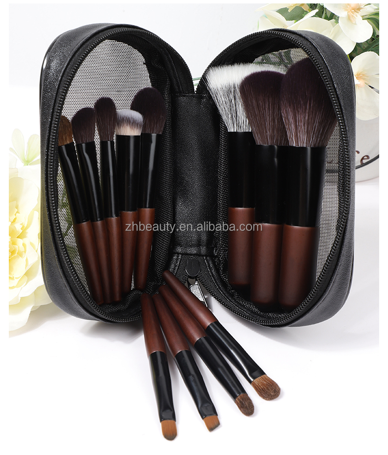 Goat Hair Wholesale Natural Hair Luxury Makeup With Logo Mini Travel Luxury Professional Makeup Brush Set With Custom Logo