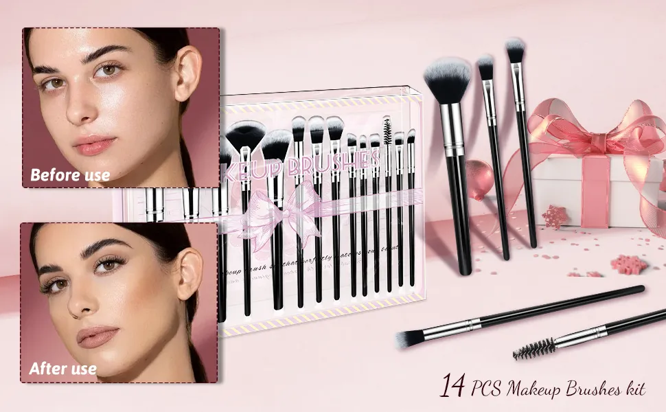 Makeup Brush Set, Premium Synthetic 14 PCS