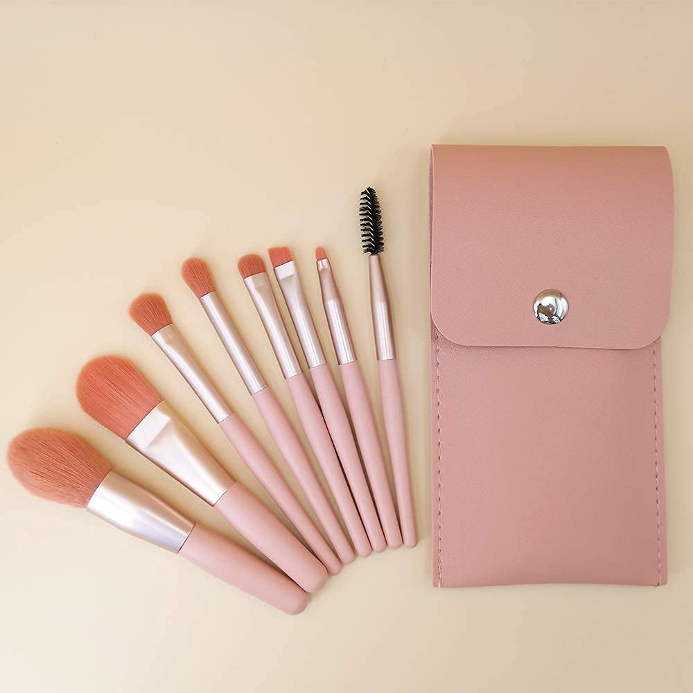 Professional 8pcs Mini Makeup Brush Set with Bag Travel Cosmetics Face Shaving Foundation Brushes
