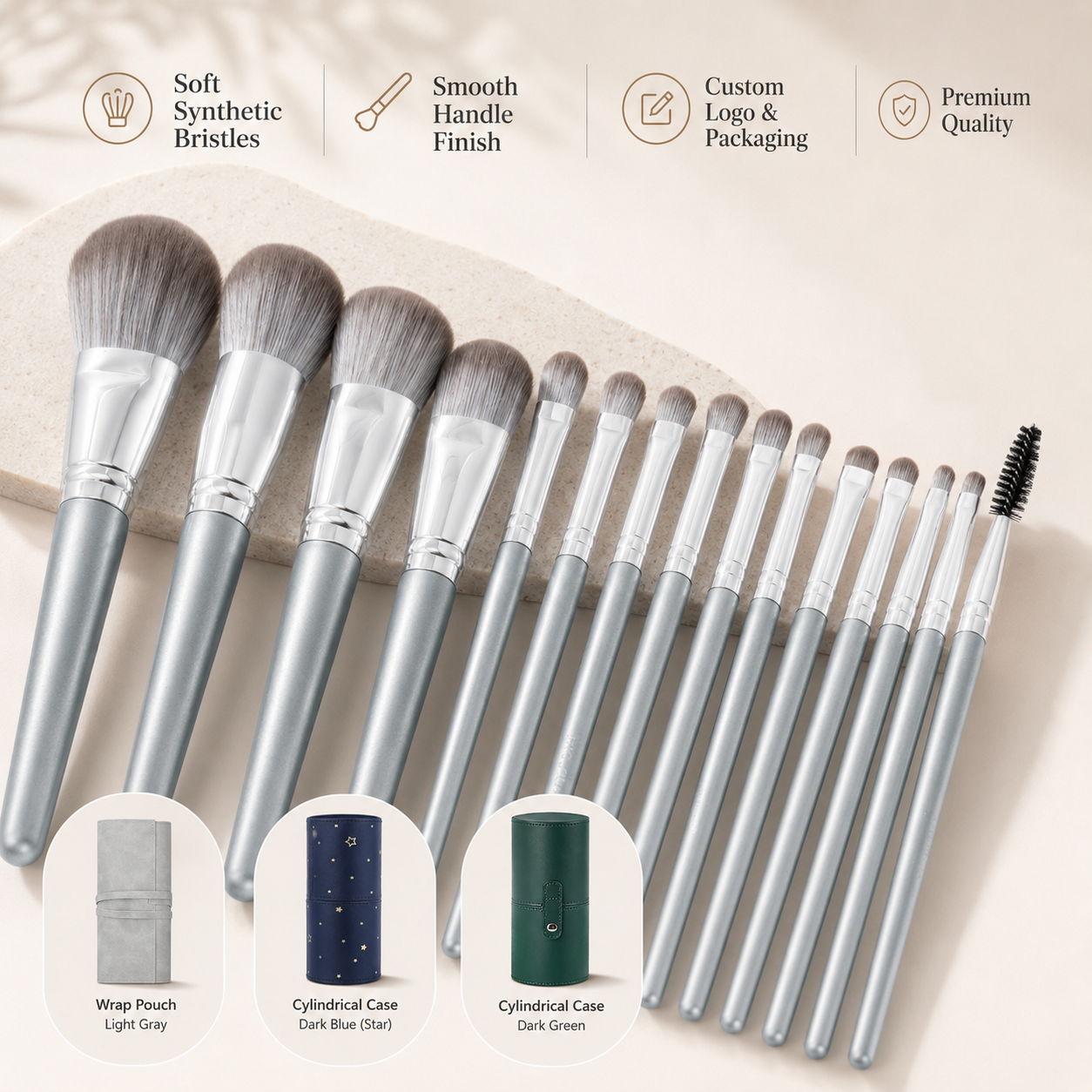 Luxury Silver Handle Soft Bristle Face Eye Foundation Blush Eyebrow Beauty Tools Makeup Brushes Makeup Brush Set