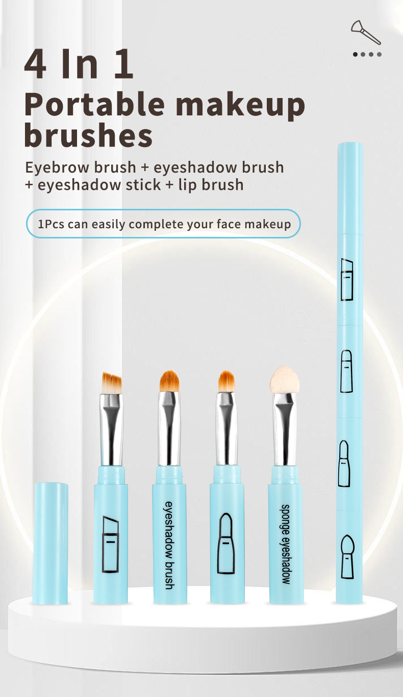 4 in 1 Makeup Brush Set Synthetic Hair Cross-Border Makeup 4 Headed Travel Size