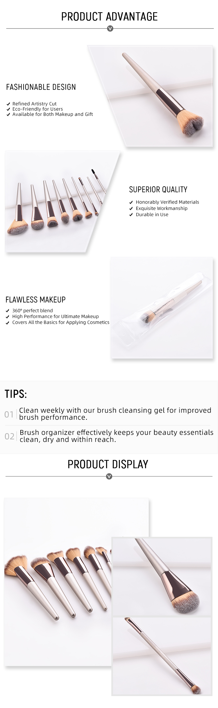 Professional 9pcs Makeup Cosmetic Brush Set Detail 2