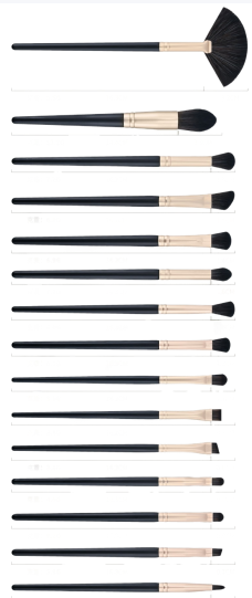 Professional Luxury Black Makeup Brush Set Custom Natural Goat Hair Foundation Powder Eyeshadow Blending Brushes for Face