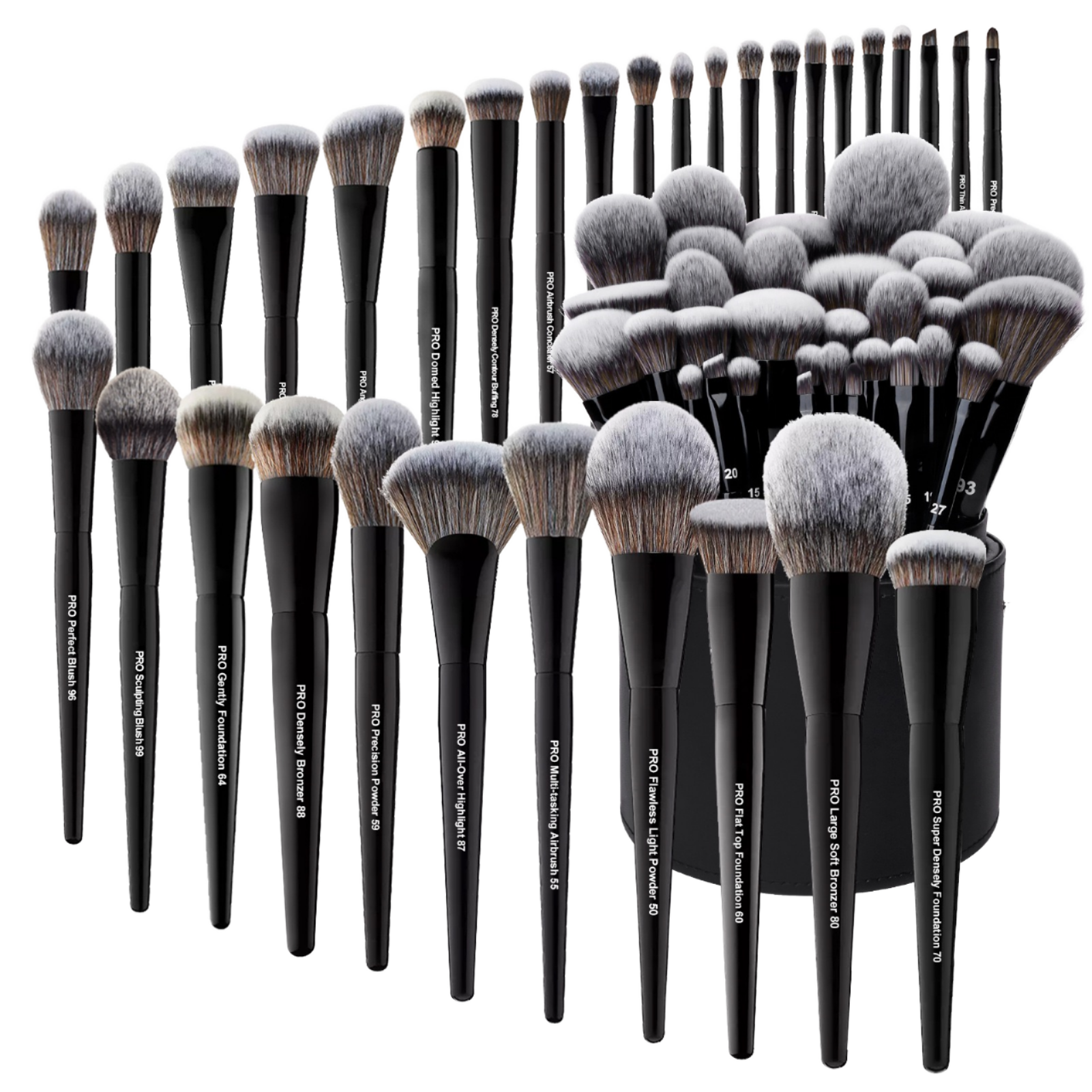19/32pcs Black Synthetic Hair Wood Handle Luxury Makeup Brushes Set Blending Flat Brush Concealer Face Foundation Eye Shadow