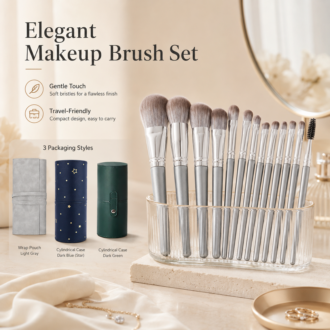 Luxury Silver Handle Soft Bristle Face Eye Foundation Blush Eyebrow Beauty Tools Makeup Brushes Makeup Brush Set