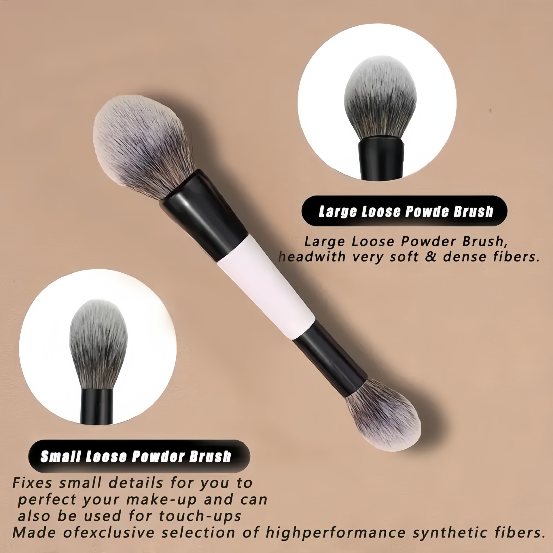 Custom Logo 4pcs Double-end Makeup Brushes Vegan Synthetic Contour Powder Concealer Blush Brush Makeup Brush Set