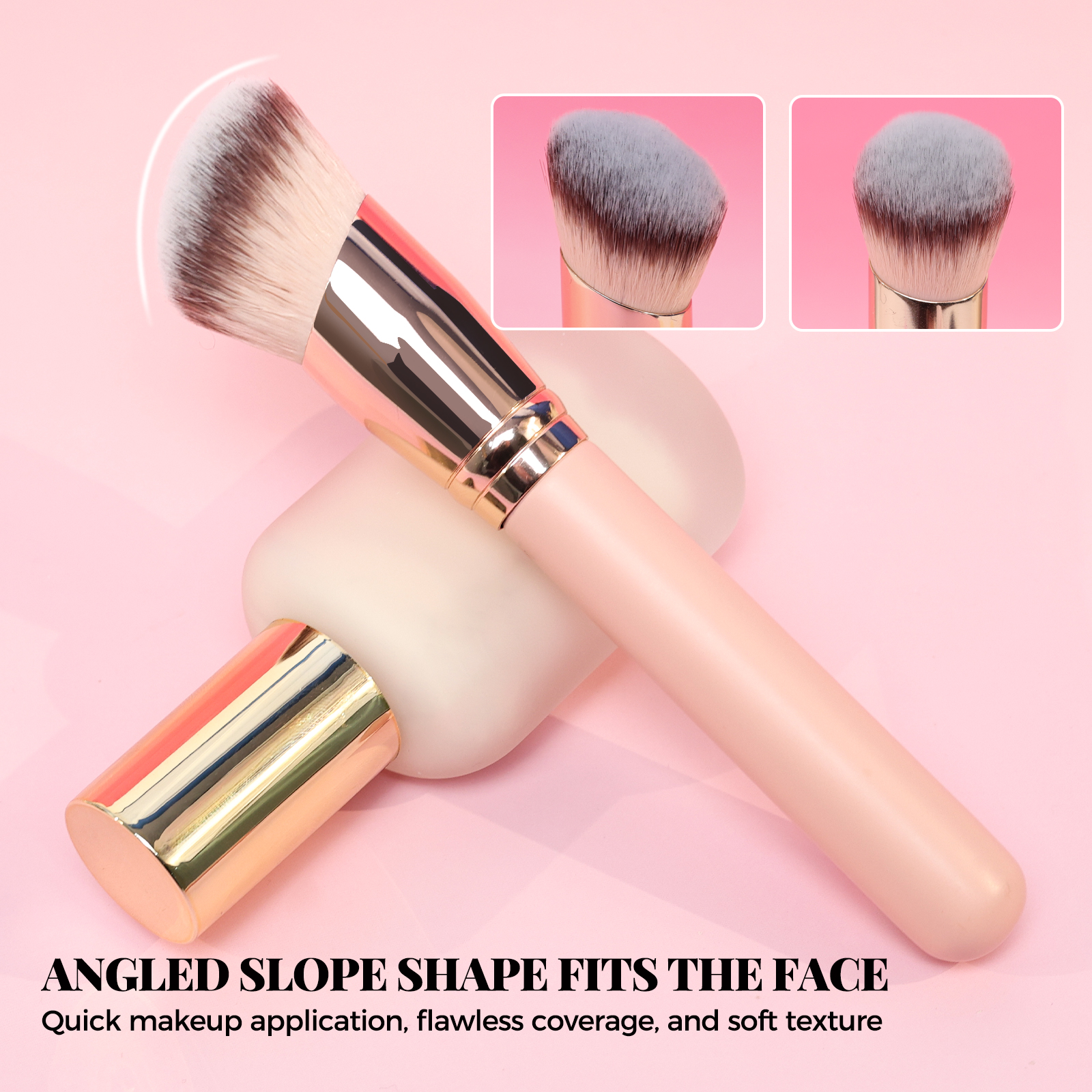 3 Pcs Bulk Contour Concealer Pink Wholesale Travel Custom Logo Vegan High Quality Professional Makeup Brush Set With Packaging
