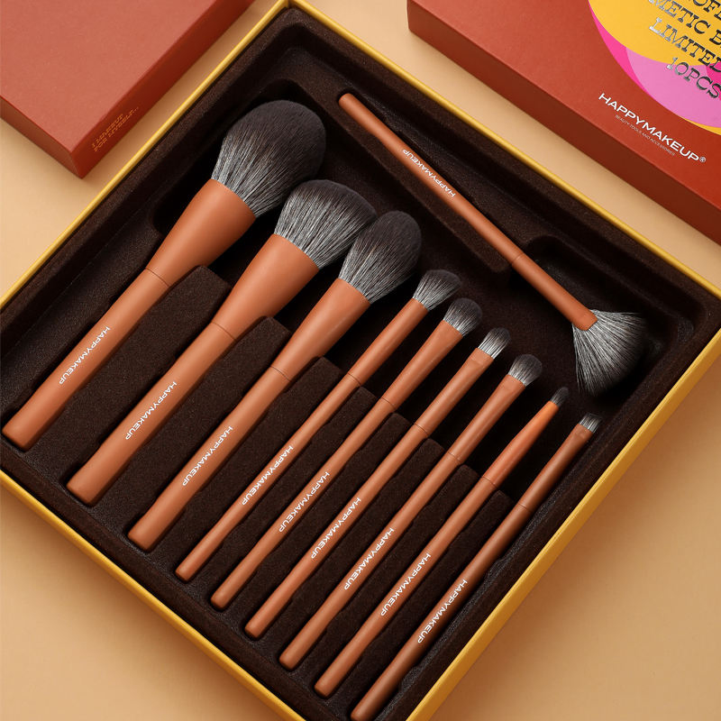 Wholesale Premium Brown Brush Set Vegan Best Quality Cosmetic Professional Luxury Custom Private Label Make up Brushes
