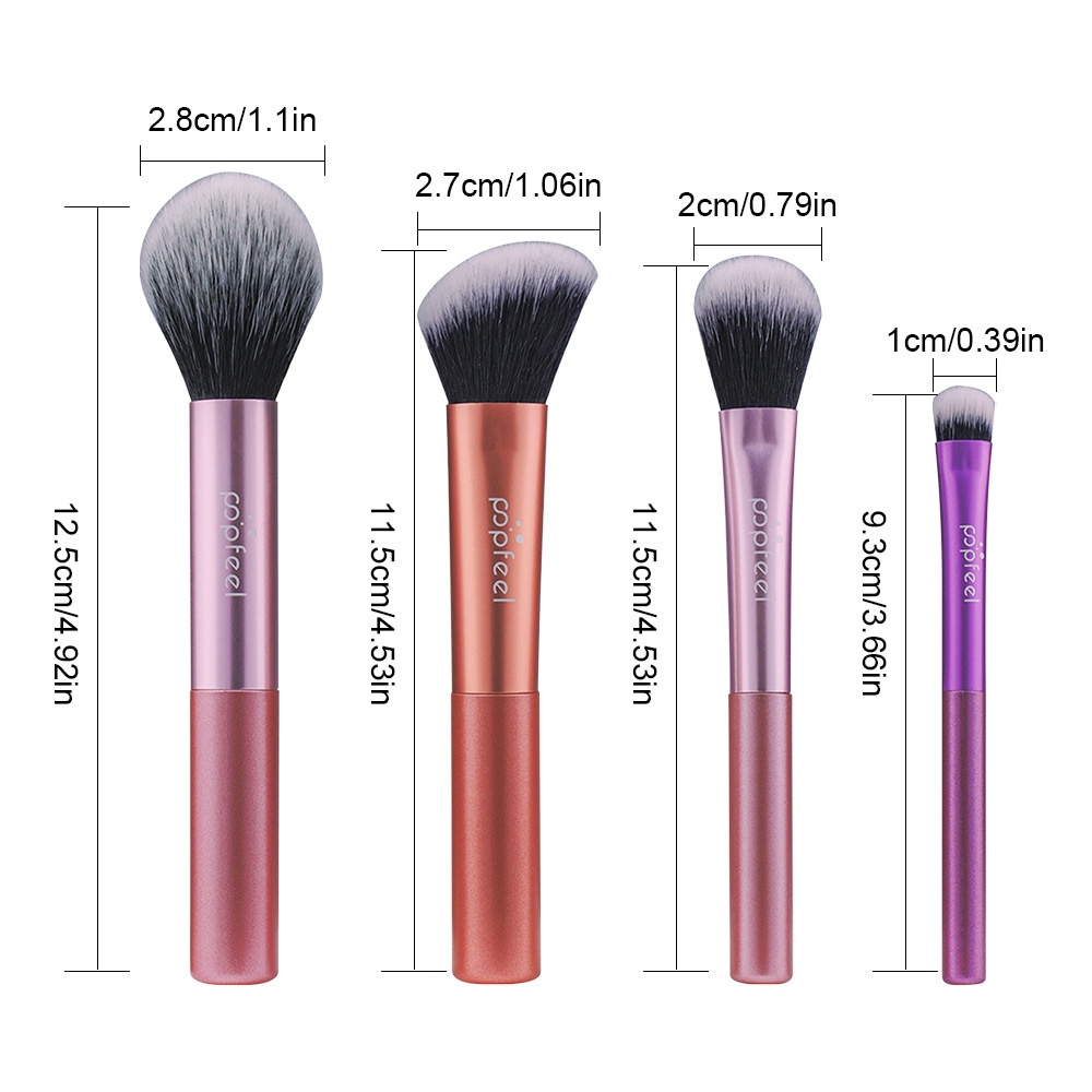 Mini 4-Piece Soft-Bristle Essential Portable Makeup Brush Set for Beginners-Eyeshadow Foundation Angled Contouring Brushes (Eye