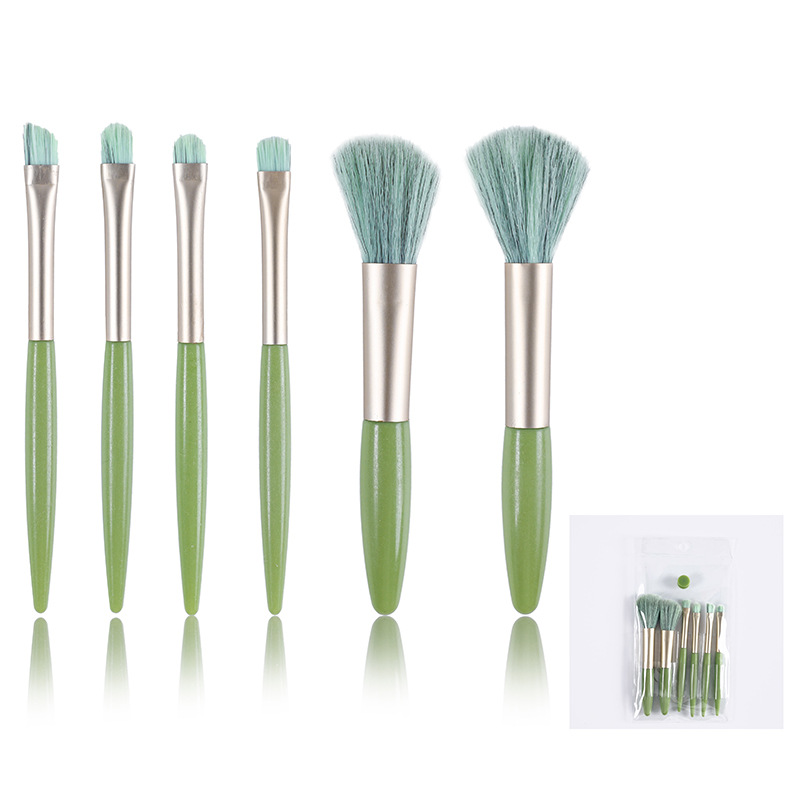 6-Piece Durable Soft Bristle Makeup Brush Set with Lip Liner Eyebrow Pencil for Face &amp; Eyeshadow/Blush Portable Full Kit