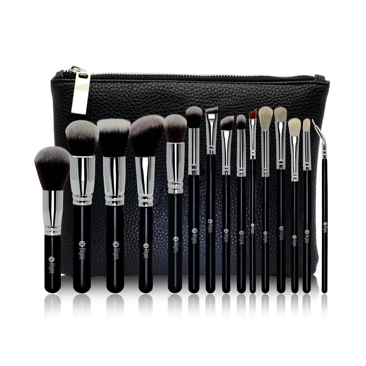 High Quality Low Price Vegan Synthetic Hair Wood Handle Black Makeup Brushes Cosmetic Custom Private Label Makeup Brush Set