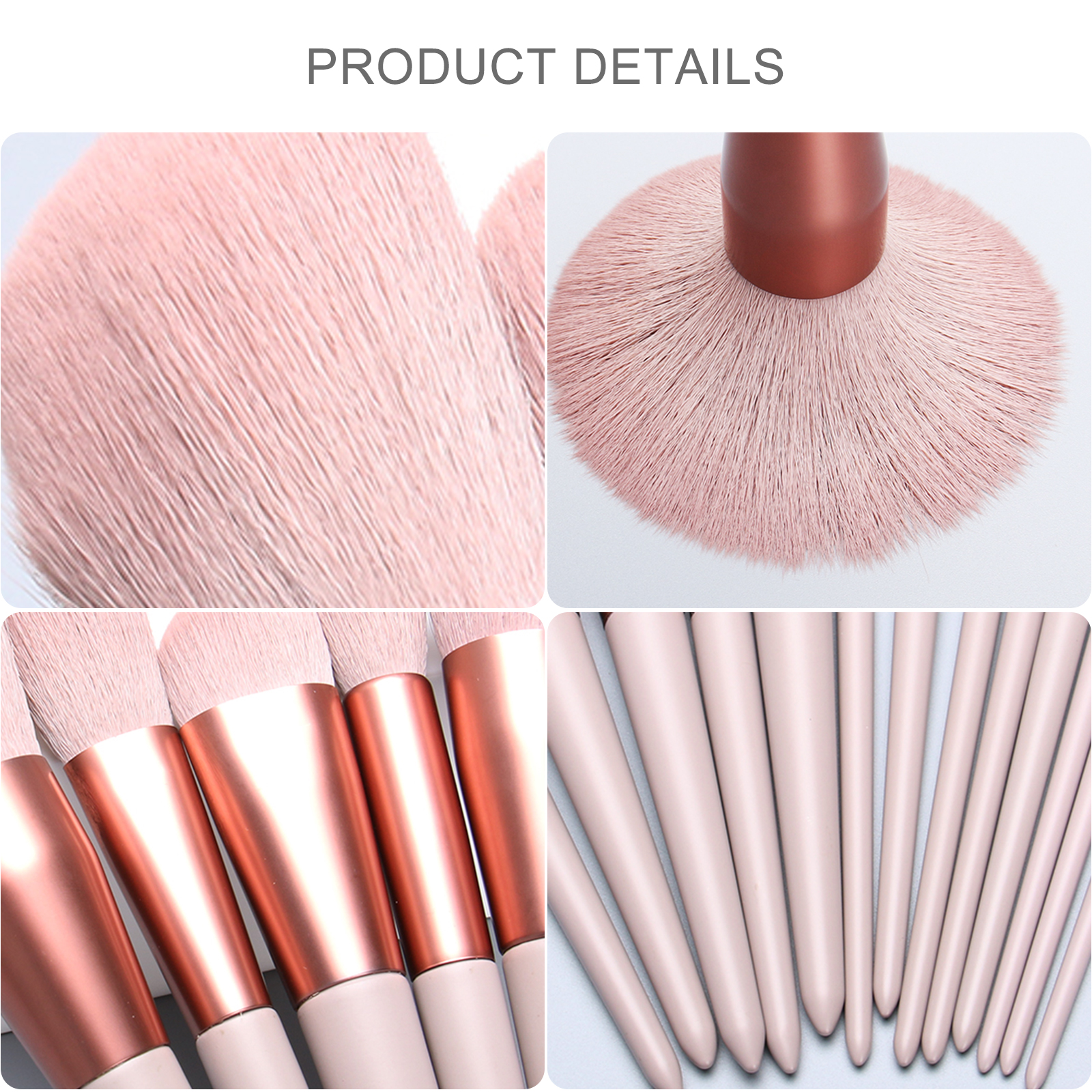 Professional Rose Gold Luxury Eco-friendly Synthetic Hair Makeup Brushes 7-Piece Set Flat Foundation Small Eyeliner Lip Liner