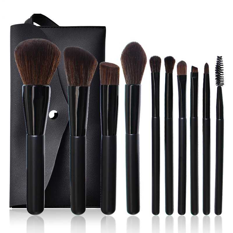 Professional Maquillaje Black Make up Brush Set 10pcs Synthetic Kabuki Foundation Blending Makeup Brush Kit
