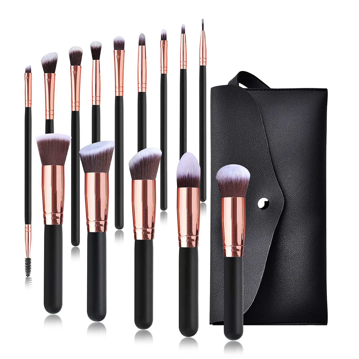 High Quality 14pcs Synthetic Hair Wood Handle Pink Make up Brushes Custom Private Label Makeup Brush Set