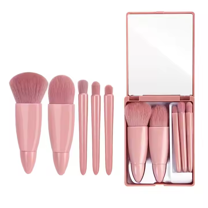 5PCS High Quality Travel Makeup Brush Set 5 Pcs Mini for Easy Carrying With Mirror in Box Makeup Brush Set