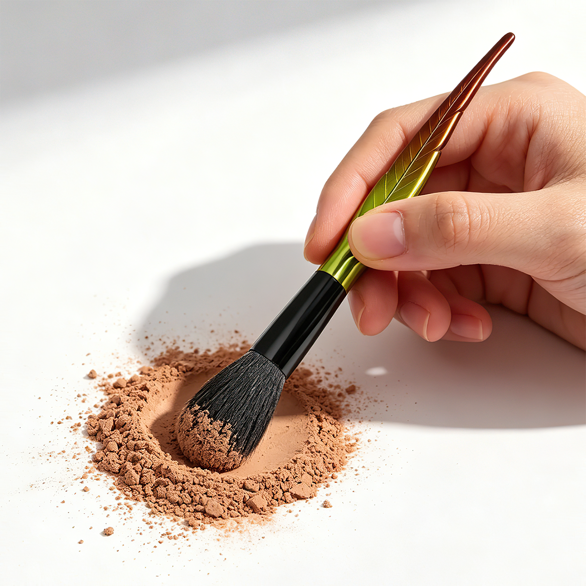 6-Piece Nylon Wood Handle Makeup Brush Set with Loose Powder Blush Contour Brushes-Multicolor Pack