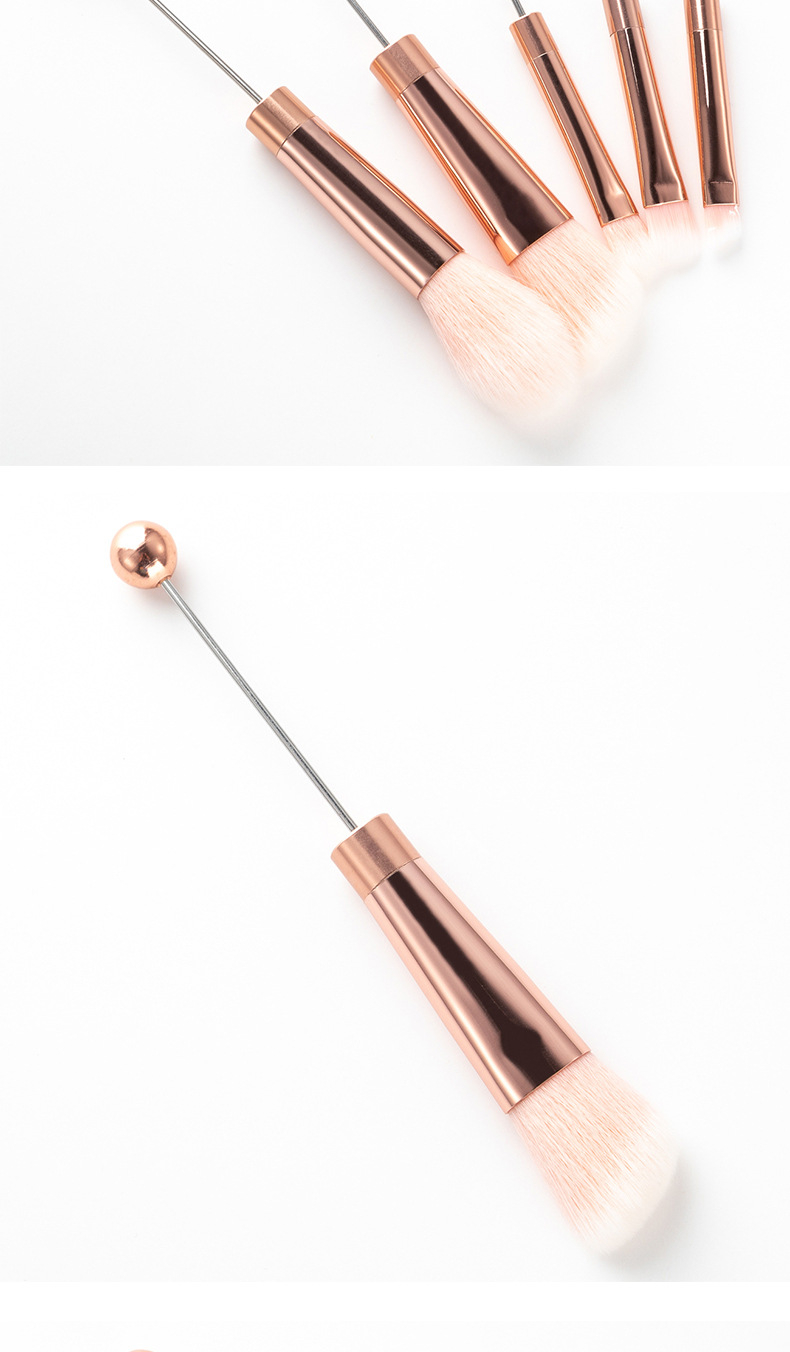 10-Piece Beadable Eye Makeup Brush Kit with Metal Handle and Nylon Bristles